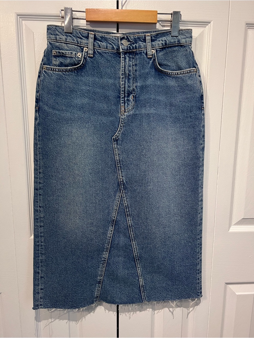 Rails Highland Blue Denim Cotton Midi Skirt Size 27